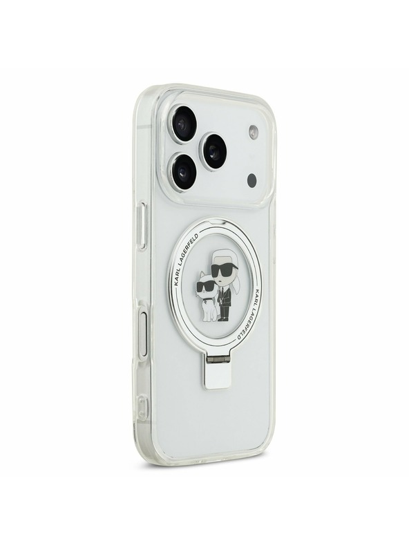 Karl Lagerfeld Karl Lagerfeld Ringstand Karl and Choupette MagSafe Zadnji Ovitek za iPhone 17 Pro White