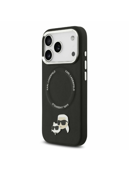 Karl Lagerfeld Karl Lagerfeld PU Karl and Choupette Heads Pins MagSafe Zadnji Ovitek za iPhone 17 Pro Black
