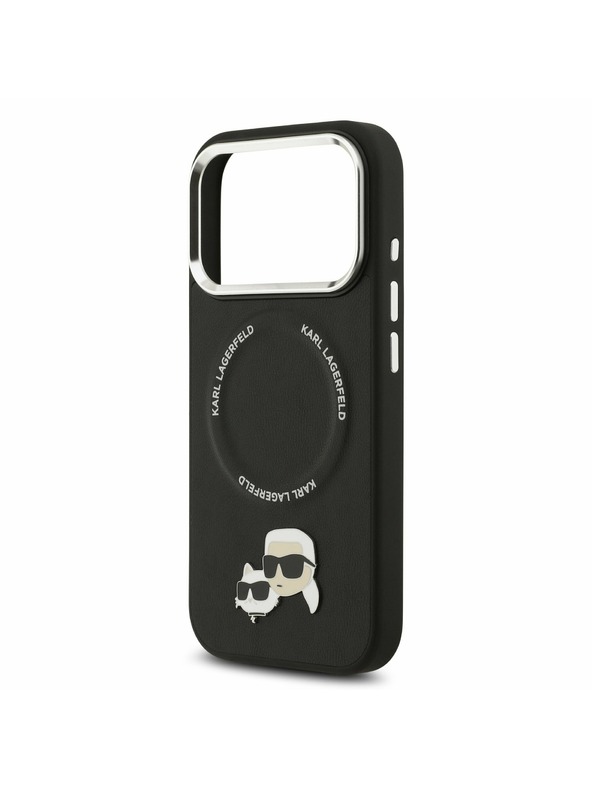 Karl Lagerfeld Karl Lagerfeld PU Karl and Choupette Heads Pins MagSafe Zadnji Ovitek za iPhone 17 Pro Black