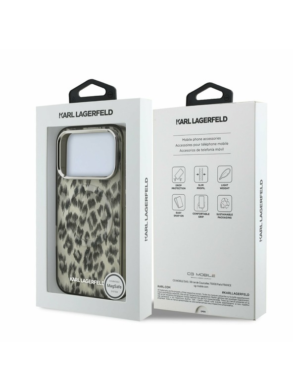 Karl Lagerfeld Karl Lagerfeld IML Leopard MagSafe Zadnji Ovitek za iPhone 17 Pro Brown