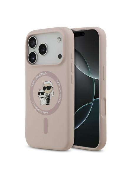 Karl Lagerfeld Karl Lagerfeld Liquid Silicone Karl and Choupette MagSafe Zadnji Ovitek za iPhone 17 Pro Pink