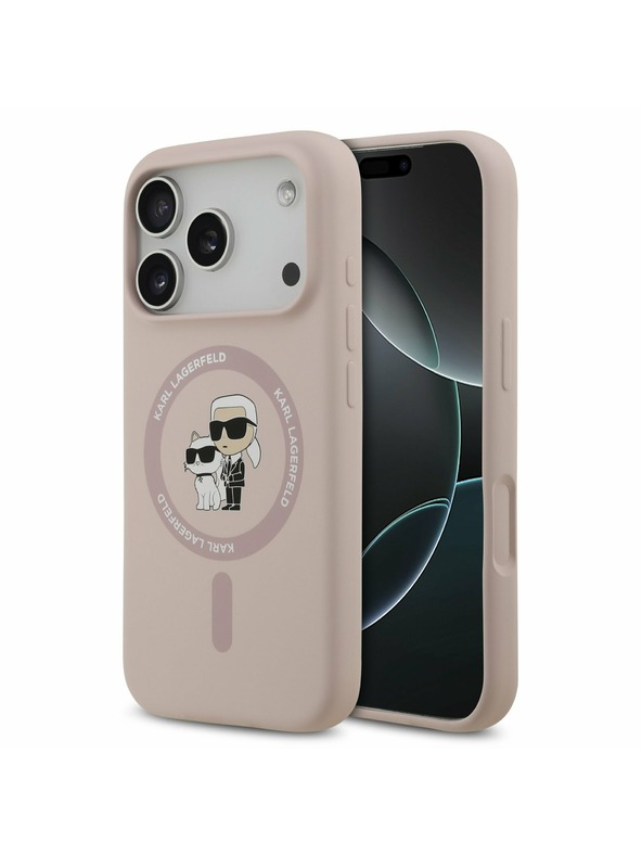 Karl Lagerfeld Karl Lagerfeld Liquid Silicone Karl and Choupette MagSafe Zadnji Ovitek za iPhone 17 Pro Pink