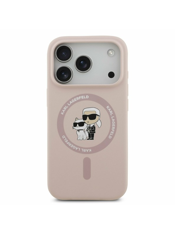 Karl Lagerfeld Karl Lagerfeld Liquid Silicone Karl and Choupette MagSafe Zadnji Ovitek za iPhone 17 Pro Pink