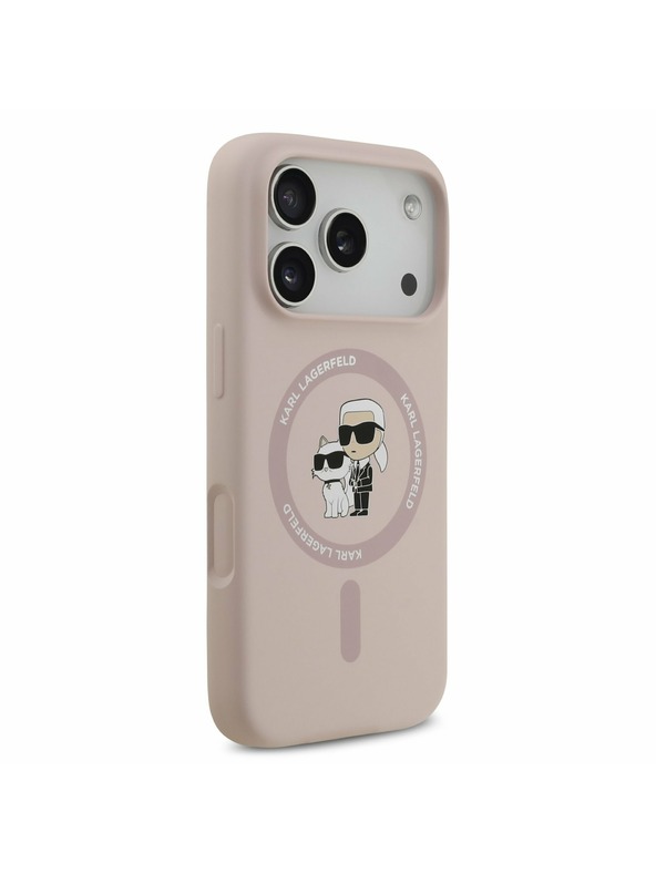 Karl Lagerfeld Karl Lagerfeld Liquid Silicone Karl and Choupette MagSafe Zadnji Ovitek za iPhone 17 Pro Pink