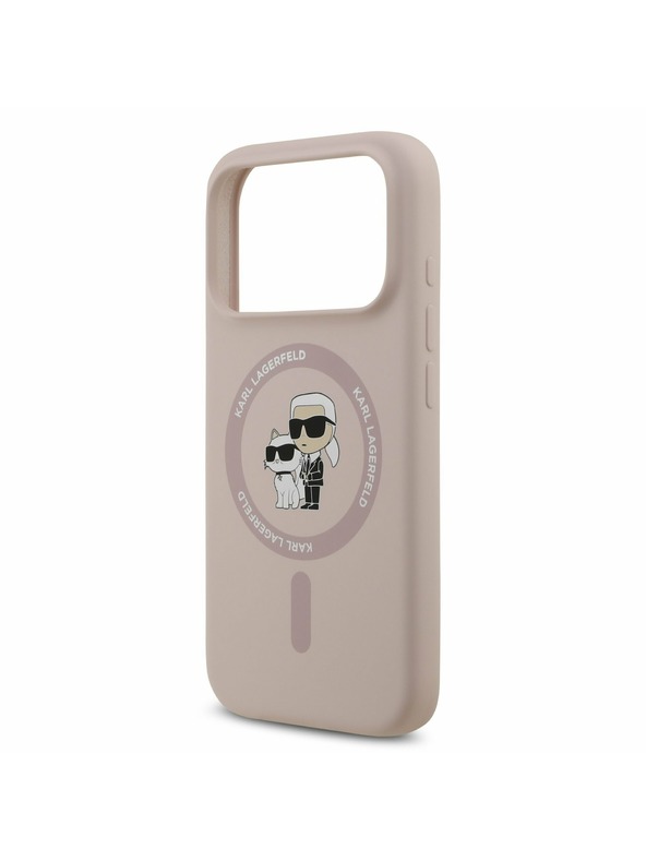 Karl Lagerfeld Karl Lagerfeld Liquid Silicone Karl and Choupette MagSafe Zadnji Ovitek za iPhone 17 Pro Pink