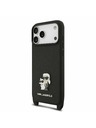 Karl Lagerfeld Karl Lagerfeld Saffiano Crossbody Trakovi Metal Karl and Choupette Zadnji Ovitek za iPhone 17 Pro Black