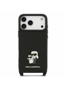 Karl Lagerfeld Karl Lagerfeld Saffiano Crossbody Trakovi Metal Karl and Choupette Zadnji Ovitek za iPhone 17 Pro Black