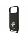 Karl Lagerfeld Karl Lagerfeld Saffiano Crossbody Trakovi Metal Karl and Choupette Zadnji Ovitek za iPhone 17 Pro Black