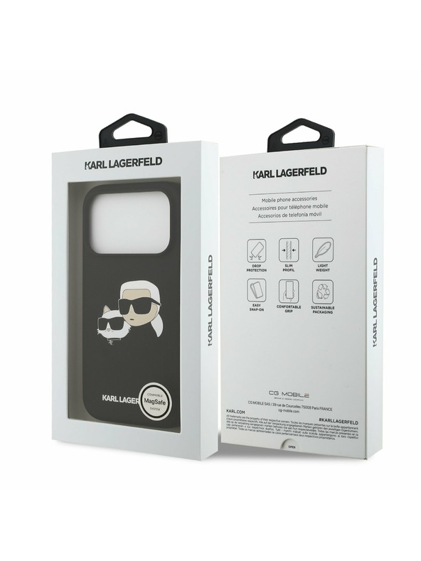 Karl Lagerfeld Karl Lagerfeld Liquid Silicone Double Heads MagSafe Zadnji Ovitek za iPhone 17 Pro Black