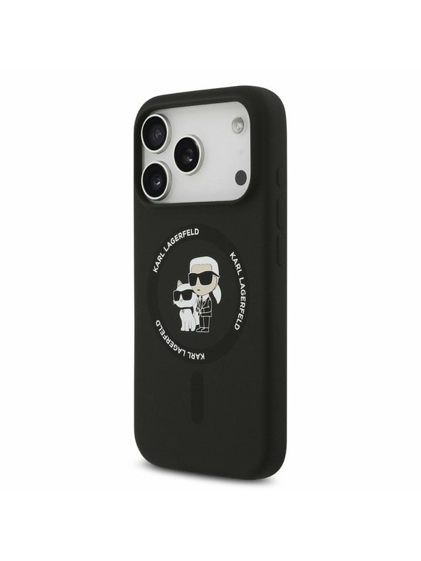 Karl Lagerfeld Karl Lagerfeld Liquid Silicone Karl and Choupette MagSafe Zadnji Ovitek za iPhone 17 Pro Black
