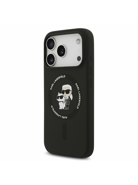 Karl Lagerfeld Karl Lagerfeld Liquid Silicone Karl and Choupette MagSafe Zadnji Ovitek za iPhone 17 Pro Black
