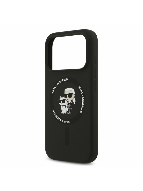 Karl Lagerfeld Karl Lagerfeld Liquid Silicone Karl and Choupette MagSafe Zadnji Ovitek za iPhone 17 Pro Black