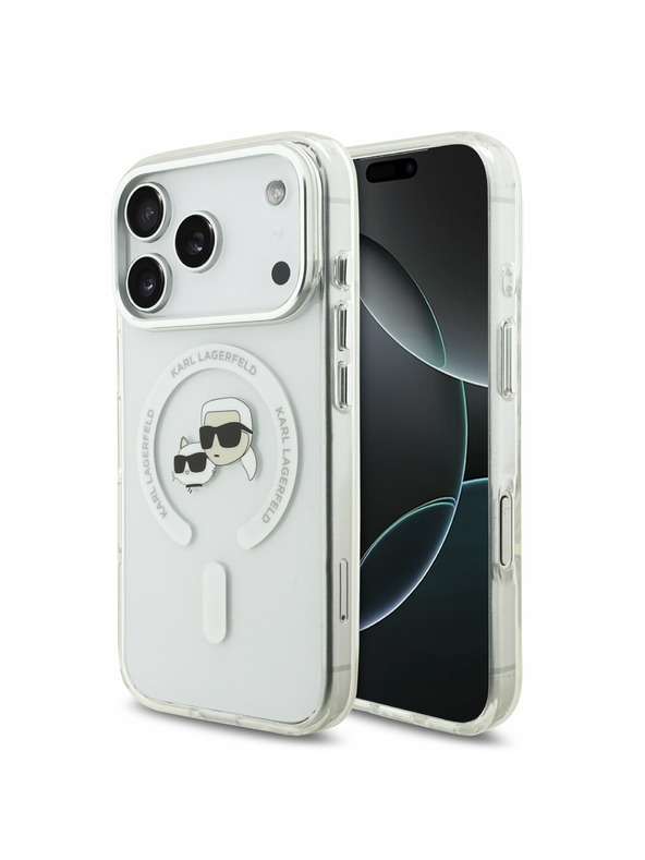 Karl Lagerfeld Karl Lagerfeld IML K&CH Heads Metal Frame MagSafe Zadnji Pokrov za iPhone 17 Pro Transparent