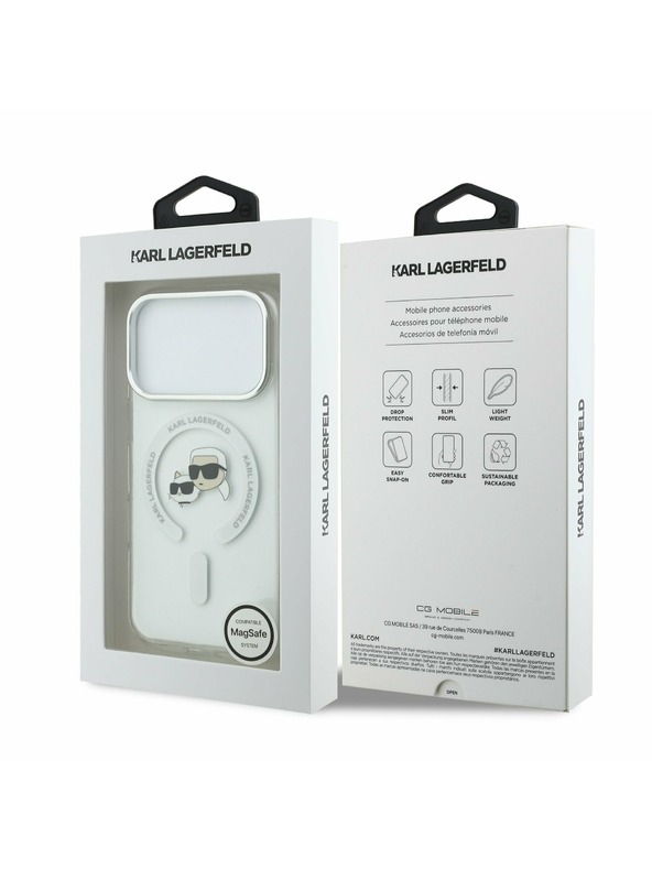 Karl Lagerfeld Karl Lagerfeld IML K&CH Heads Metal Frame MagSafe Zadnji Pokrov za iPhone 17 Pro Transparent