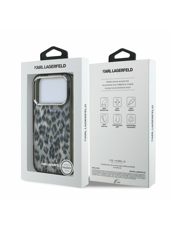 Karl Lagerfeld Karl Lagerfeld IML Leopard MagSafe Zadnji Pokrov za iPhone 17 Pro Grey