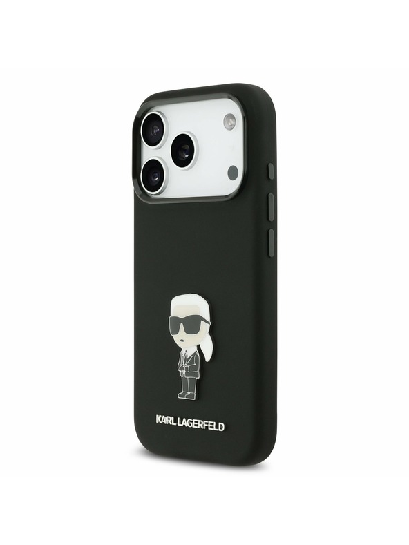 Karl Lagerfeld Karl Lagerfeld Liquid Silicone Metal Ikonik Zadnji Pokrov za iPhone 17 Pro Black