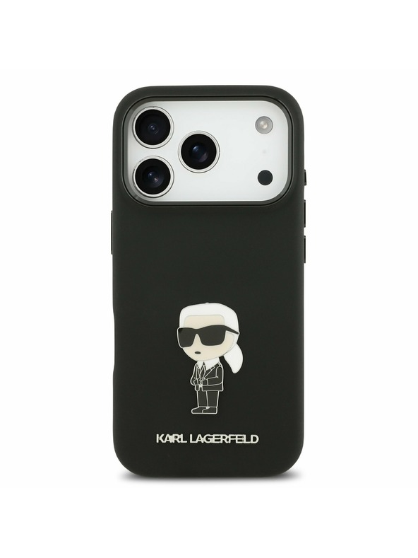 Karl Lagerfeld Karl Lagerfeld Liquid Silicone Metal Ikonik Zadnji Pokrov za iPhone 17 Pro Black