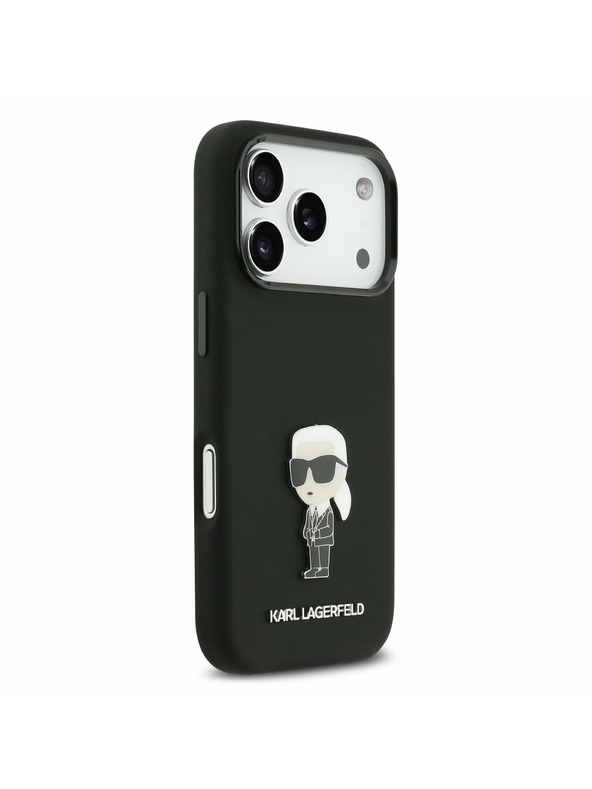Karl Lagerfeld Karl Lagerfeld Liquid Silicone Metal Ikonik Zadnji Pokrov za iPhone 17 Pro Black