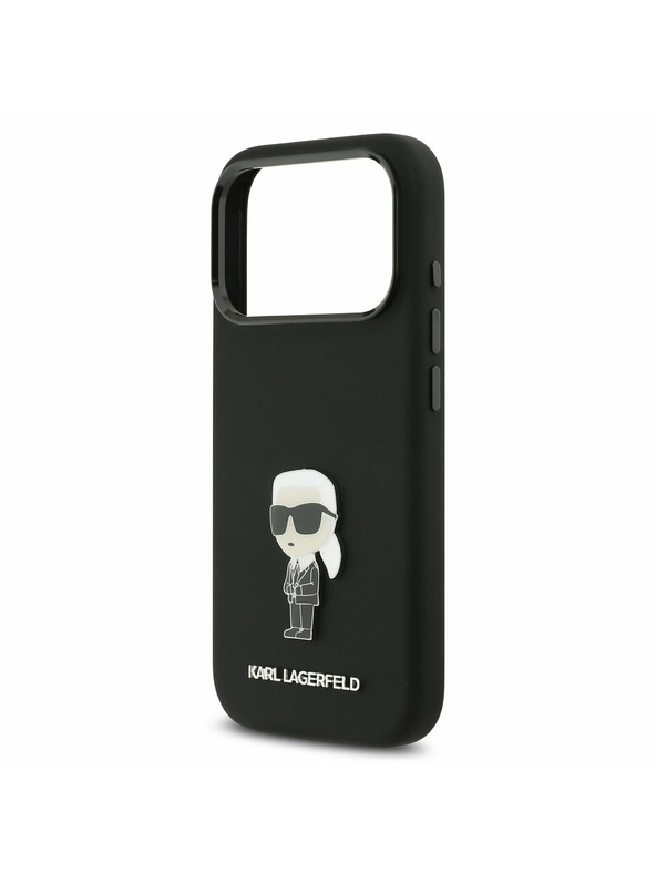 Karl Lagerfeld Karl Lagerfeld Liquid Silicone Metal Ikonik Zadnji Pokrov za iPhone 17 Pro Black