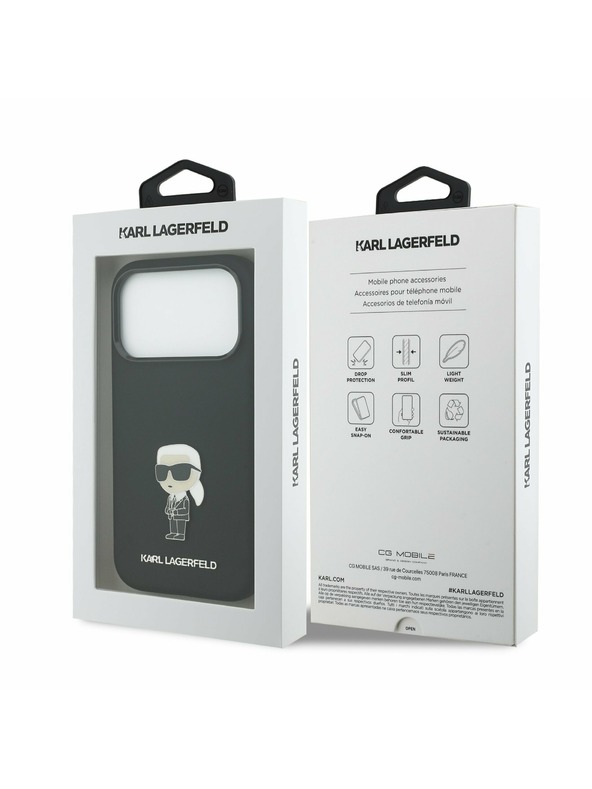 Karl Lagerfeld Karl Lagerfeld Liquid Silicone Metal Ikonik Zadnji Pokrov za iPhone 17 Pro Black