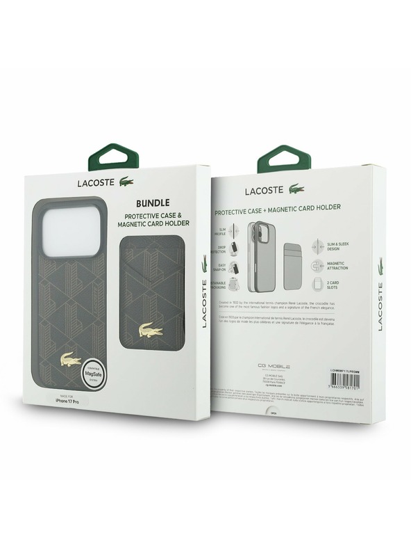 Lacoste Lacoste PVC Blend MagSafe Zadnji Pokrov + Denarnica za iPhone 17 Pro Brown