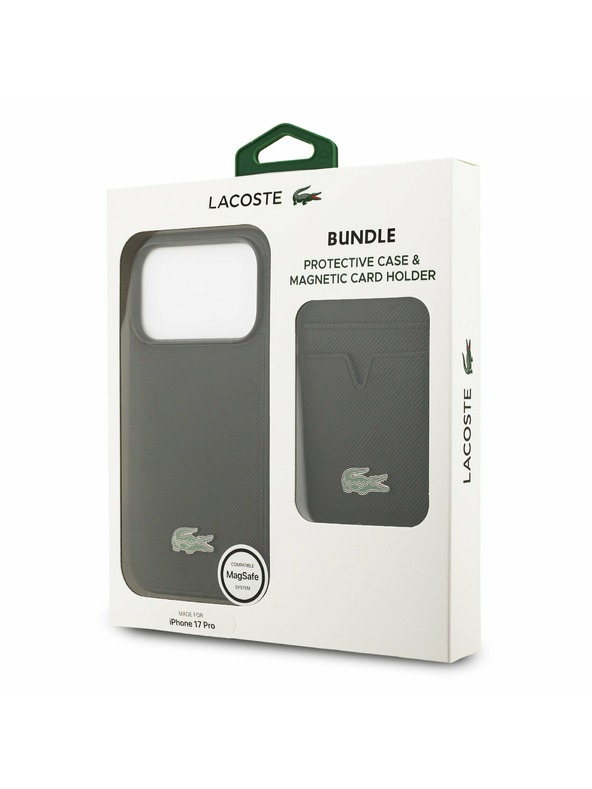 Lacoste Lacoste Iconic Petit Pique MagSafe Zadnji Pokrov + Denarnica za iPhone 17 Pro Black