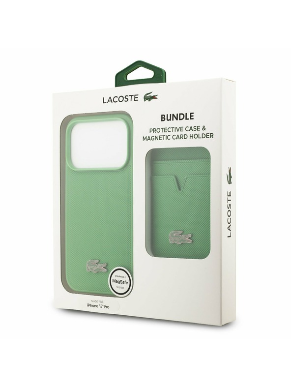 Lacoste Lacoste Iconic Petit Pique MagSafe Zadnji Pokrov + Denarnica za iPhone 17 Pro Green