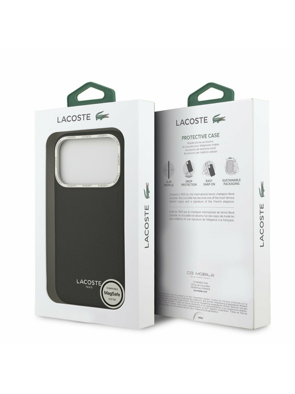 Lacoste Lacoste PU Leather Champs Elysees MagSafe Zadnji Pokrov za iPhone 17 Pro Black