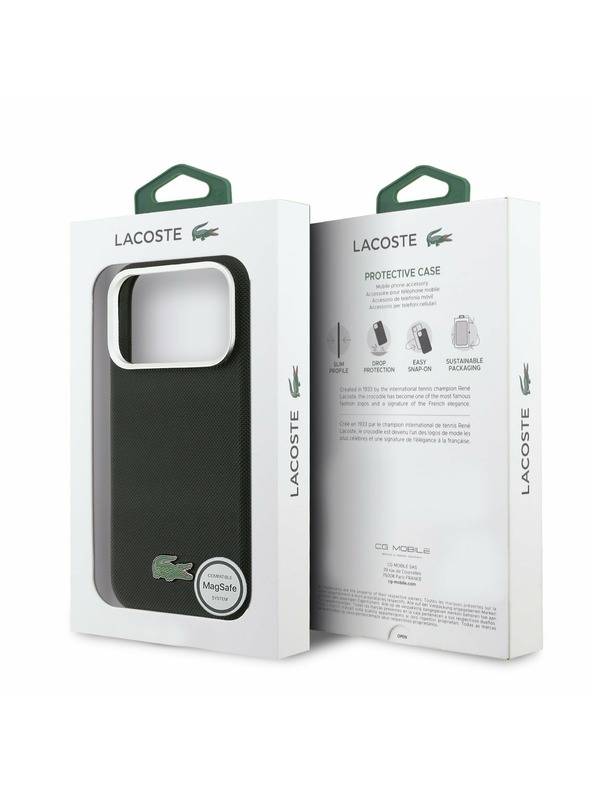 Lacoste Lacoste PVC Iconic Petit Pique Metal Logo MagSafe Zadnji Pokrov za iPhone 17 Pro Black