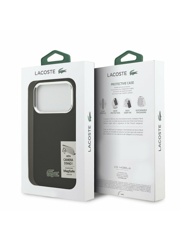 Lacoste Lacoste Iconic Petit Pique Camera Stand MagSafe Zadnji Pokrov za iPhone 17 Pro Black