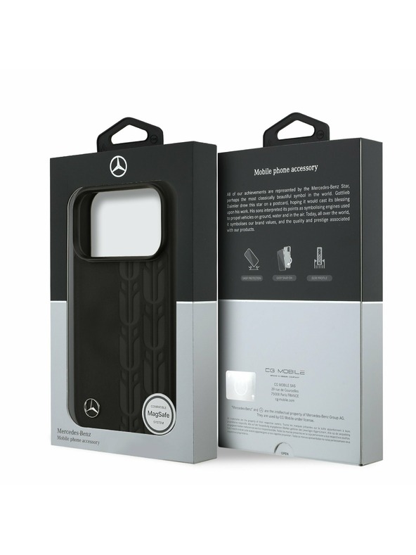 Mercedes Mercedes Leather Laurel Leaves MagSafe Zadnji Pokrov za iPhone 17 Pro Black