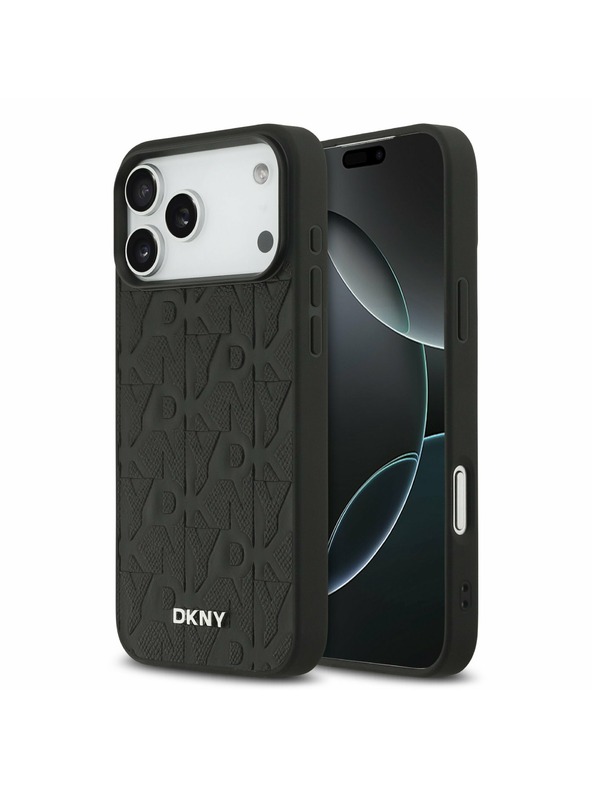 DKNY DKNY PU Leather Grid Pattern Magsafe Zadnji Pokrov za iPhone 17 Pro Max Black