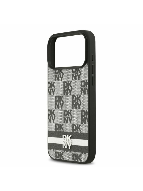 DKNY DKNY PU Leather Checkered Pattern and Stripe Zadnji Pokrov za iPhone 17 Pro Max Black
