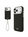 DKNY DKNY PU Leather Metal Logo Wrist Chain MagSafe Zadnji Pokrov za iPhone 17 Pro Max Black