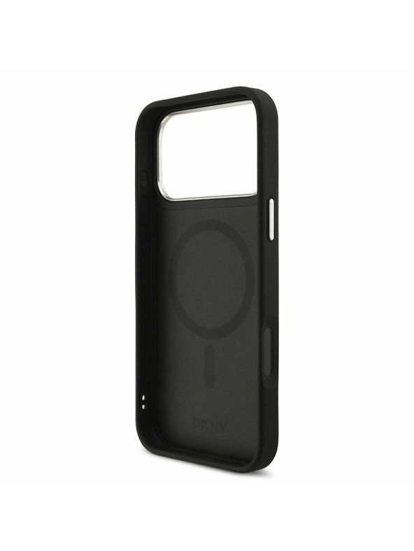 DKNY DKNY PU Leather Metal Logo Wrist Chain MagSafe Zadnji Pokrov za iPhone 17 Pro Max Black