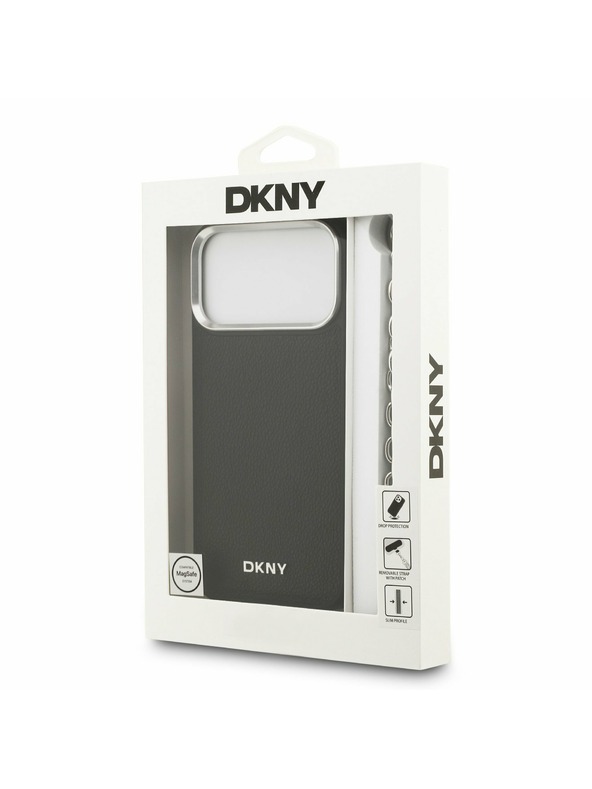 DKNY DKNY PU Leather Metal Logo Wrist Chain MagSafe Zadnji Pokrov za iPhone 17 Pro Max Black