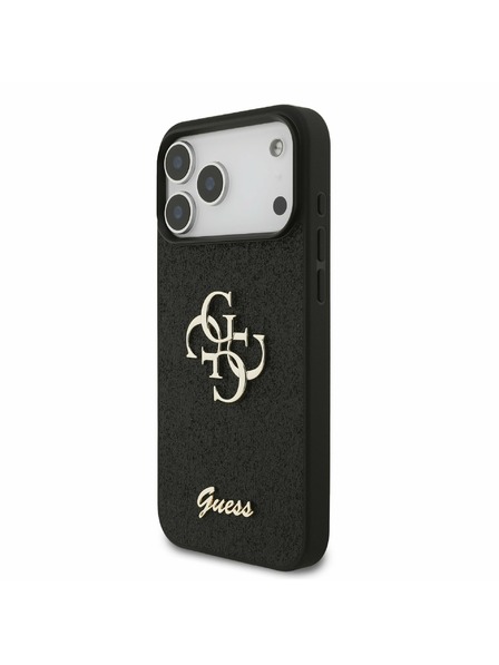Guess Guess PU Fixed Glitter 4G Metal Logo Zadnji Pokrov za iPhone 17 Pro Max Black