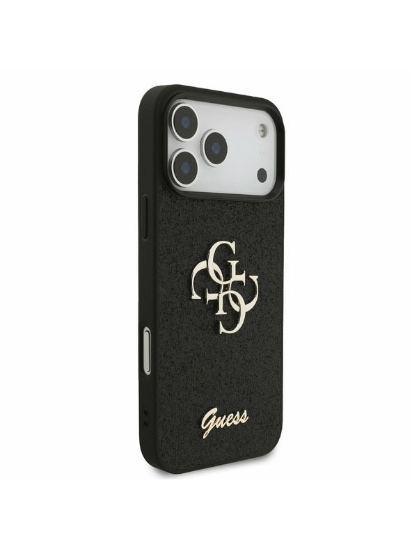 Guess Guess PU Fixed Glitter 4G Metal Logo Zadnji Pokrov za iPhone 17 Pro Max Black