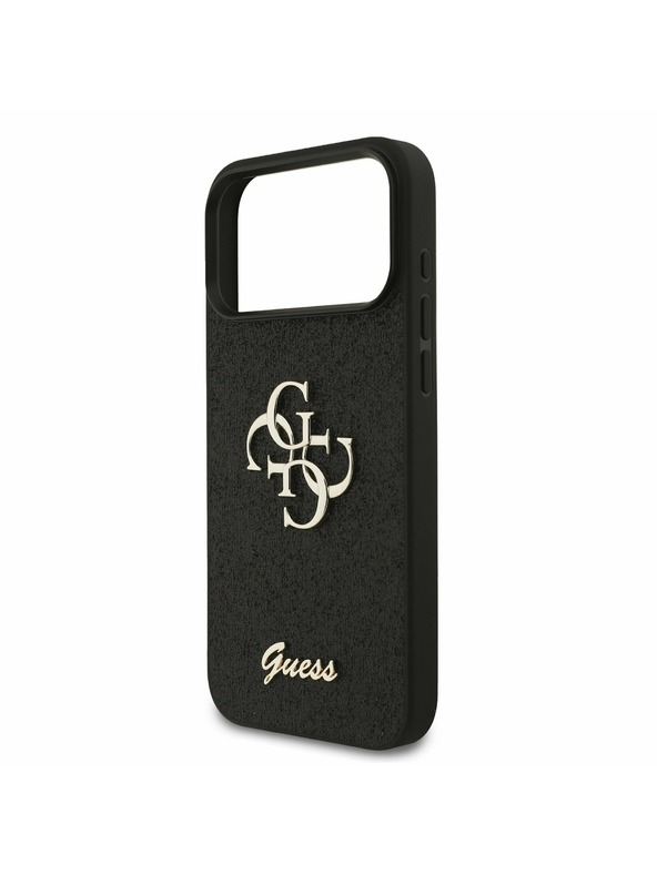 Guess Guess PU Fixed Glitter 4G Metal Logo Zadnji Pokrov za iPhone 17 Pro Max Black