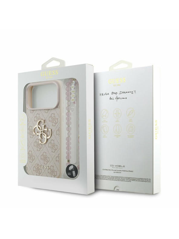 Guess Guess PU 4G Metal Logo Strap Zadnji Ovitek za iPhone 17 Pro Max Pink