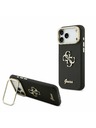 Guess Guess PU Grained 4G Logo Stand Camera Frame Zadnji Ovitek za iPhone 17 Pro Max Black