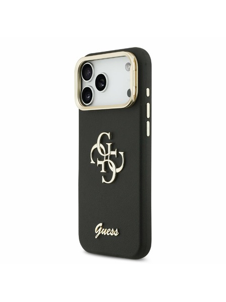 Guess Guess PU Grained 4G Logo Stand Camera Frame Zadnji Ovitek za iPhone 17 Pro Max Black