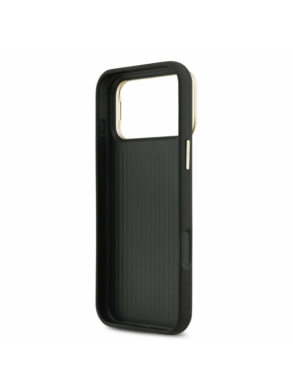 Guess Guess PU Grained 4G Logo Stand Camera Frame Zadnji Ovitek za iPhone 17 Pro Max Black
