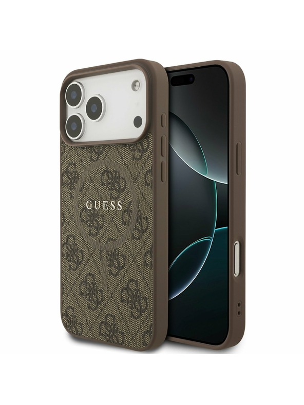 Guess Guess PU Leather 4G Colored Ring MagSafe Zadnji Ovitek za iPhone 17 Pro Max Brown