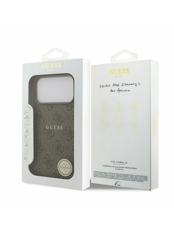 Guess Guess PU Leather 4G Colored Ring MagSafe Zadnji Ovitek za iPhone 17 Pro Max Brown