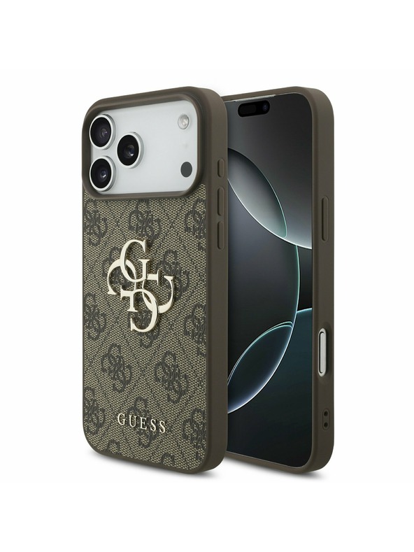 Guess Guess PU 4G Metal Logo Zadnji Ovitek za iPhone 17 Pro Max Brown
