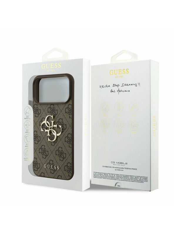 Guess Guess PU 4G Metal Logo Zadnji Ovitek za iPhone 17 Pro Max Brown