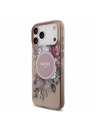 Guess Guess IML Flowers Strap MagSafe Zadnji Ovitek za iPhone 17 Pro Max Pink