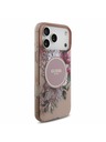 Guess Guess IML Flowers Strap MagSafe Zadnji Ovitek za iPhone 17 Pro Max Pink