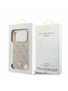 Guess Guess PU Leather 4G Strass Triangle Logo Gold Frame MagSafe Zadnji Ovitek za iPhone 17 Pro Max Pink
